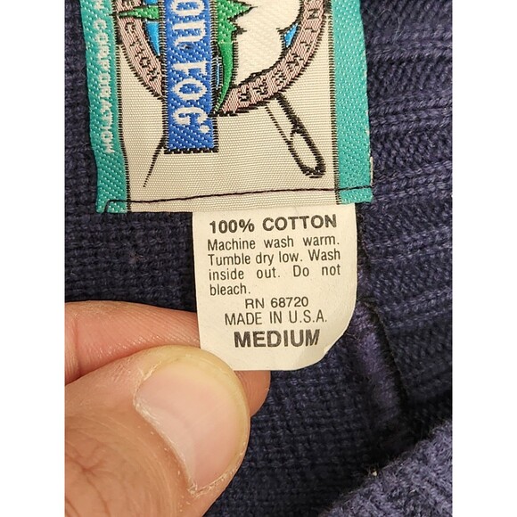 Vintage London Fog Cardigan Sweater Vest Men's M Navy Blue Rib Knit Made In USA - Picture 4 of 4